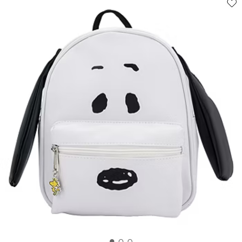 Peanuts Snoopy Mini Backpack w/3D floppy ears and Woodstock zipper charm.